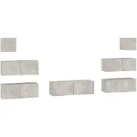 vidaXL 7-tlg. TV-Schrank-Set Betongrau Holzwerkstoff