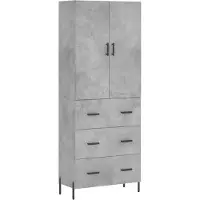 vidaXL Highboard Betongrau 69,5x34x180 cm Holzwerkstoff