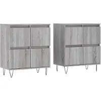 vidaXL Sideboards 2 Stk. Grau Sonoma Holzwerkstoff