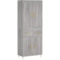 vidaXL Highboard Grau Sonoma 69,5x34x180 cm Holzwerkstoff