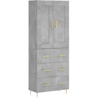 vidaXL Highboard Betongrau 69,5x34x180 cm Holzwerkstoff