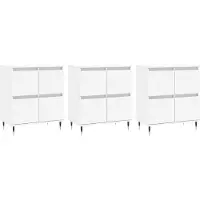 vidaXL Sideboards 3 Stk. Weiß Holzwerkstoff