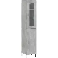 vidaXL Highboard Betongrau 34,5x34x180 cm Holzwerkstoff