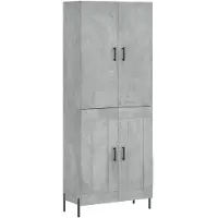 vidaXL Highboard Betongrau 69,5x34x180 cm Holzwerkstoff