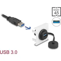 DeLOCK Easy 45 Modul SuperSpeed USB 5 Gbps (USB 3.2 Gen 1) USB Typ-A Buchse, 45 x 45 mm, 0,045 m, USB A, USB A, USB 3.2 Gen 1 (3.1 Gen 1), Schwarz, Weiß