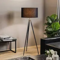 Domiluce Stehlampe Tago, schwarz/silber, Dreibein, 155 cm