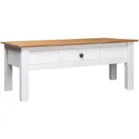 vidaXL Couchtisch Weiß 100x60x43,5 cm Massivholz Panama-Kiefer
