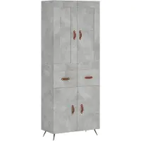 vidaXL Highboard Betongrau 69,5x34x180 cm Holzwerkstoff