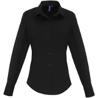 Premier Workwear Cotton Classics-39.0344 Popeline Stretch Bluse langarm Gr. L weiß