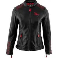 Rusty Stitches Amanda Damen Motorrad Lederjacke, schwarz/rot, 38