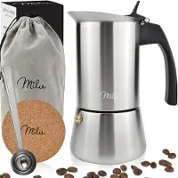 MILU Induktion Espressokocher-Set, Edelstahl, 200ml (4 Tassen), 1 von FROG.coffee