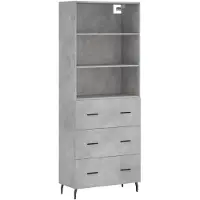 vidaXL Highboard Betongrau 69,5x34x180 cm Holzwerkstoff