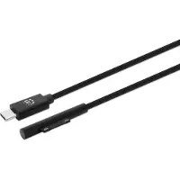 Manhattan Surface Connect auf USB-C Ladekabel, Surface Connect-Stecker auf USB-C-Stecker, 15 V/3 A, 1,8 m, schwarz, 1,8 m, USB C, Surface Connect, Stecker/Stecker, Schwarz