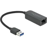 DeLOCK Adapter USB Typ-A Stecker zu 2,5 Gigabit LAN kompakt, USB 3.2 Gen 1, RJ45, 0,16 m, Schwarz