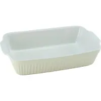 Creatable Auflaufform "Pastell Kitchen", beige (beige, weiß), B:20cm L:34cm T:5,5cm, Steinzeug, Auflaufformen, Auflaufform, klassisches Streifenrelief, umlaufender Kantenschutz, Pastellfarben