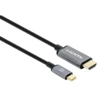 Manhattan 153607, 2 m, HDMI Typ A (Standard), USB Typ-C, Stecker, Stecker, Gerade