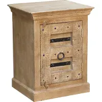 SIT Möbel Nachtkommode SIT "Almaty aus Mangoholz mit Schnitzereien & Tür", beige (natur), B:55cm H:70cm T:45cm, Massivholz, Sideboards, Nachtkommode, Aufwendige Schnitzereien