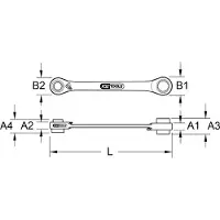 Ks Tools 4 in 1 GEARplus umschaltbar Doppel-Ratschenringschlüssel - 503.4543
