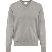 Gant für Herren. 8030562 Klassischer grauer Pullover mit V-Ausschnitt (M), Lässig, Baumwolle, Langarm