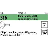 Reyher DIN 316 - Stahl verzinkt - M 6x35 - Flügelschrauben deutsche Ausführung