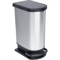 Rotho Abfalleimer 50 L Paso - Treteimer Geruchsdicht für 2 Müllsäcke 2x 25l - Abfallbehälter 44 x 29 x 67 cm - Mülleimer mit Softclose - Tretabfalleimer