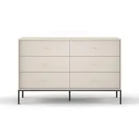Selsey Kommode Monne Doppelkommode mit 6 Schubladen, Beige im Vintage Look