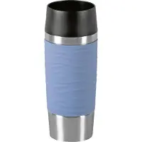 EMSA Travel Mug Waves Isolierbecher mit Quick-Press Verschluss, Thermobecher mit Silikonmanschette mit trendiger Wellen-Prägung, Fassungsvermögen: 360 ml, Farbe: Puder-Blau