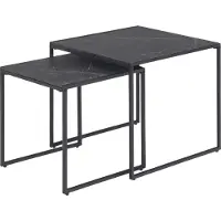 Actona Beistelltisch GROUP "Infinity", schwarz (schwarz, schwarz, matt schwarz rau), B:50cm H:45cm T:50cm, Tische, Beistelltisch, Satz mit Tischen, Schlittenbeine aus schwarzem Metall, (Set, 2 st)