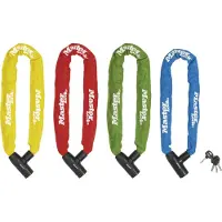 Master Lock Kette aus gehrtetem Stahl (90 cm lang x 8 mm Durchmesser) mit einem integrierten Schloss mit Schlssel; verschiedene Farben, Kettenschloss, Blau, Grün, Rot, Gelb, Stahl, Stahl, Nylon, Stahl