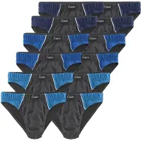 Le jogger Slip , Herren, Gr. 7, 12 Stk., Jersey, blau (anthrazit, blau), Jersey, Obermaterial: 100% Baumwolle, unifarben, körpernah, Unterhosen Slip, mit Farbhighlights, Topseller