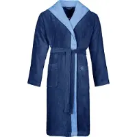Bugatti Herrenbademantel "Stefano, ideal für Sauna & Spa, Hotelbademantel, Morgenmantel" Gr. XXL, blau (marineblau), L:120cm, Webfrottier, Hausmäntel, Herrenbademantel, mit Kapuze, reine Baumwolle