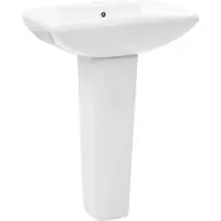 vidaXL Freistehendes Waschbecken mit Säule Keramik Weiß 580x470x200 mm