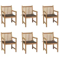 vidaXL Gartenstühle 6 Stk. mit Taupe Kissen Massivholz Teak