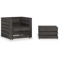 vidaXL 2-tlg. Garten-Paletten-Lounge-Set Kiefernholz Grau Imprägniert