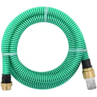 vidaXL Saugschlauch mit Messing-Anschlüssen Grün 1,1" 10 m PVC