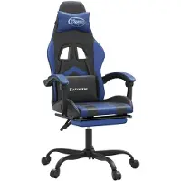 vidaXL Gaming-Stuhl mit Fußstütze Schwarz und Blau Kunstleder