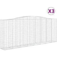 vidaXL Gabionen mit Hochbogen 3 Stk. 400x50x160/180cm Verzinktes Eisen