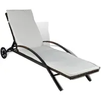 vidaXL Sonnenliege mit Polster & Rollen Poly Rattan Braun
