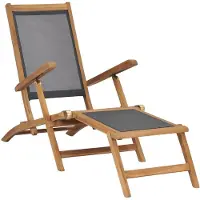 vidaXL Liegestuhl mit Fußteil Massivholz Teak Schwarz