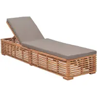 vidaXL Sonnenliege mit Dunkelgrauem Kissen Teak Massivholz