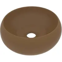 vidaXL s Waschbecken Rund Matt Creme 40x15 cm Keramik