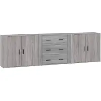 vidaXL Sideboards 3 Stk. Grau Sonoma Holzwerkstoff