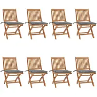 vidaXL Klappstühle mit Kissen, 8-teilig, Massivholz Teakholz