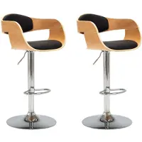 vidaXL Barhocker 2 Stk. Schwarz Bugholz und Kunstleder