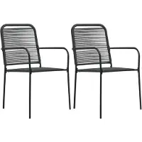 vidaXL Gartenstühle 2 Stk. Baumwollseil und Stahl Schwarz