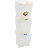 vidaXL Stapelbare Mülleimer 3 Stk. Weiß 75 L Polypropylen