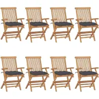 vidaXL Klappstühle mit Anthrazit Kissen 8 Stk. Massivholz Teak