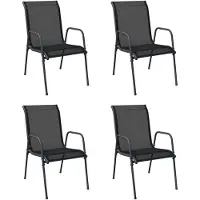 vidaXL Gartenstühle 4 Stk. Stahl und Textilene Schwarz