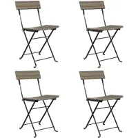 vidaXL Klappstühle, 4 Stück, graues Polyrattan und Stahl