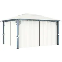 vidaXL Pavillon mit Vorhängen 400 x 300 cm Creme Aluminium